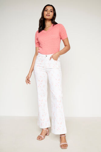 White Printed Straight Bottom, White, image 1
